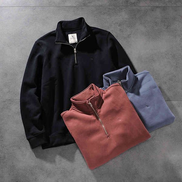 

autumn winter new products american simple and versatile embroidery open neck plush men's sweater warm bottoming shirt 6333, Black