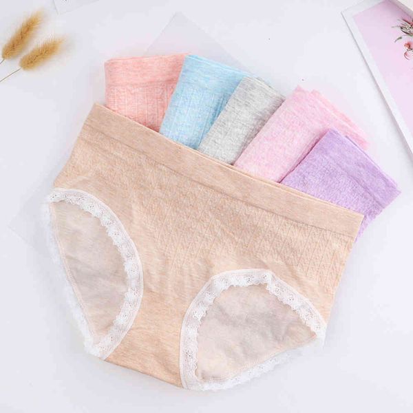

underwear seamless colored cotton super pure high elastic middle waist comfortable lace leggings, Black;pink