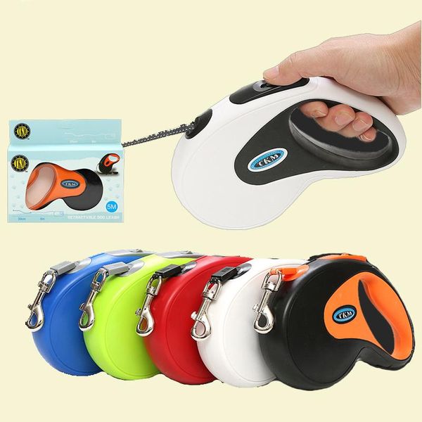 

dog collars & leashes 3m 5m small and medium-sized dog's automatic retractable traction rope durable nylon extension puppy walking lead