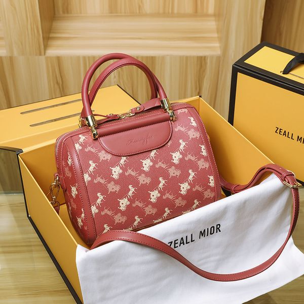 

handbag bag women 2021 minority printing fashion pillow single shoulder messenger autumn and winter boston women's trend, Black;red