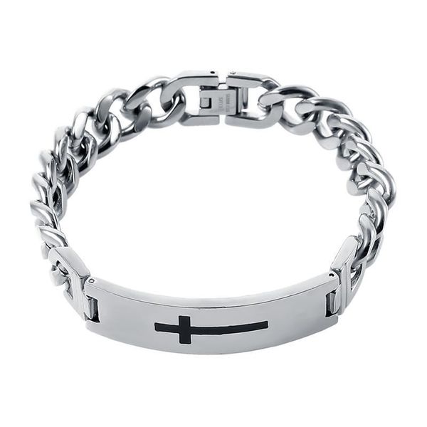 

cuff huaqi titanium steel men's bracelet personality locomotive chain rock style stainless male, White