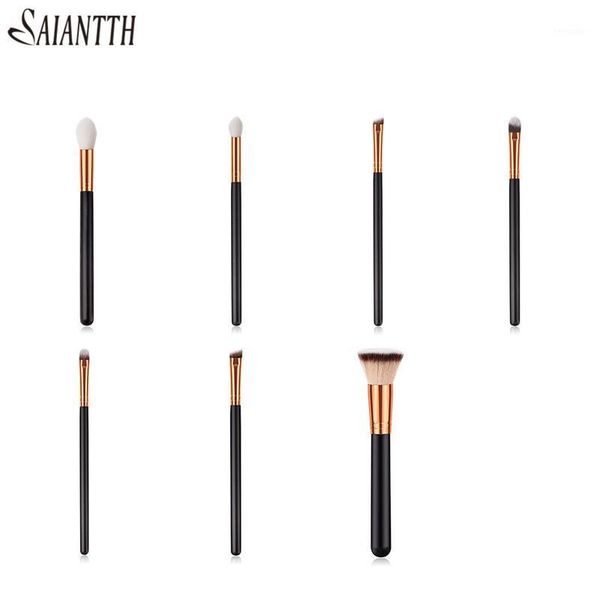 

saiantth single makeup brushes beauty tools flame eyeshadow eyeliner concealer eyebrow brush cosmetic wood black gold pincel1
