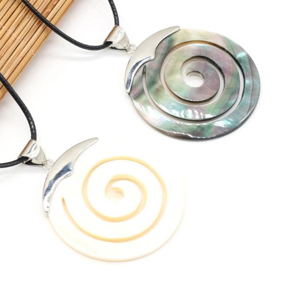 

pendant necklaces natural shell 45x45mm fashion round circle necklace for jewelry party gift length 55+5cm, Silver
