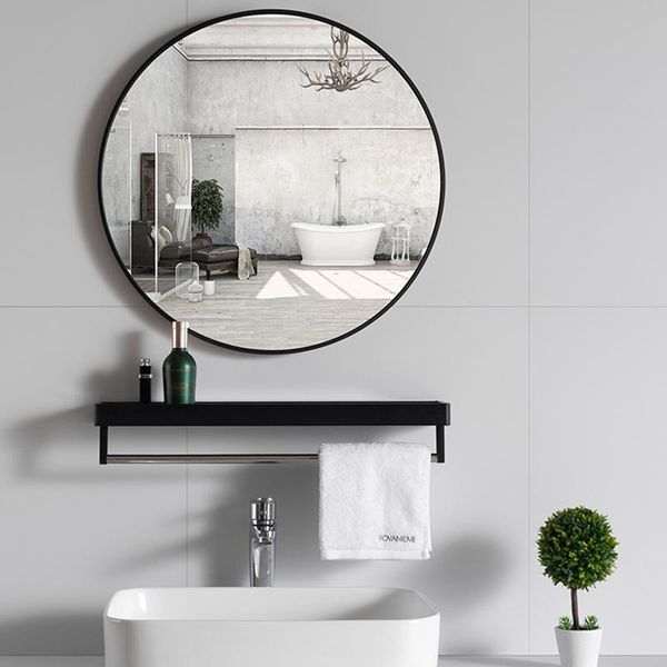 

mirrors nordic simple bathroom mirror fashion stage space aluminum round wall hanging no punching