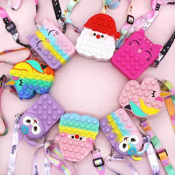

dhl fidget toys sensory fashion messenger bag kid push bubble rabbit coin purse anti stress educational shoulder bagsdecompression toy easte