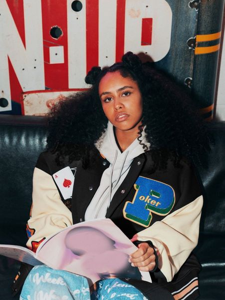 

patched detail letter and graphic print bomber jacket c5j6#, Black;brown