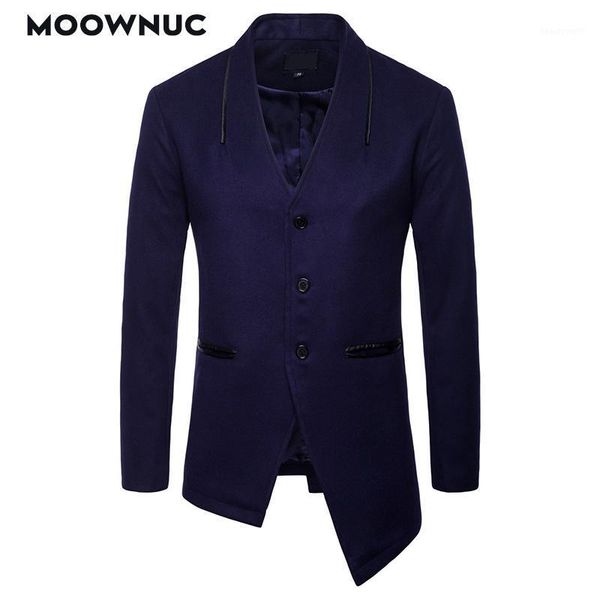 

men's trench coats masculino men windbreaker solid fashion long hombre overcoat jackets irregular clothes autumn moownuc, Tan;black