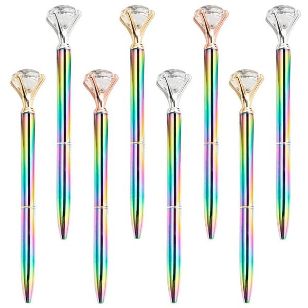 

ballpoint pens 20pcs/lot creative pen metal cristal 1 mm black ink colored rotating big diamond stationery, Blue;orange