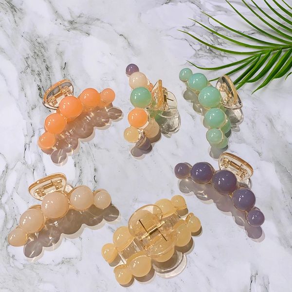 

cute sweet acrylic hair claws clamps hair clips girls hair accessories bezel hairpins korean jelly candy colors women hairpins, Golden;silver
