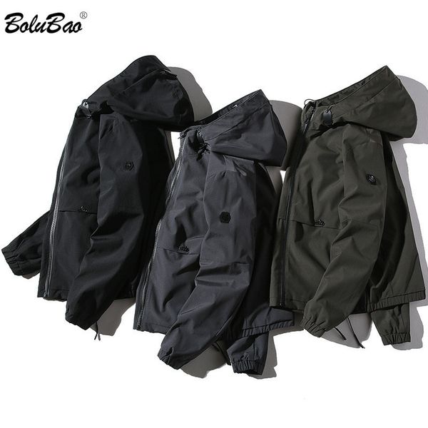 

bolubao men hooded jacket casual brand mens jackets fashion solid color hooded jacket male coats 210518, Black;brown