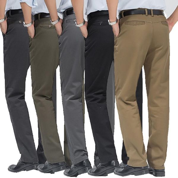 

men's pants man long straight casual trousers pure cotton suit summer thin loose fit solid color home clothing bottom, Black
