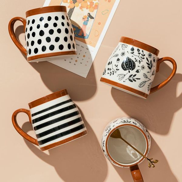 

mugs 500ml vintage ceramic coffee mug heat-resistant handgrip cup for juice water milk office kitchen restaurant drinkware