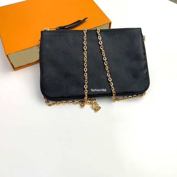 

m68568 double zip pochette leather small women bag wallets fashion two zipped pockets shoulder bags cross body pouch handbag