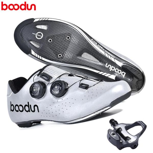 

boodun road cycling shoes carbon fiber 2021 ultralight self-locking pro men's bike triathlon bicycle lock sneakers zapatillas footwear, Black