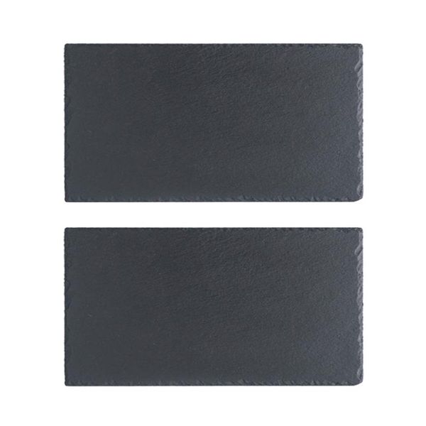 

2pcs rectangular bread kitchen accessory natural slate plate dinning for el black rock easy wash bar cutting board dishes & plates