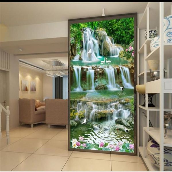 

custom 3d po wallpaper waterfall forest bird picture living room porch background wall non-woven for wallpapers