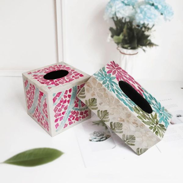 

tissue boxes & napkins ins style shell decoration box flower leaf deskornaments living room dining bathroom creative storage