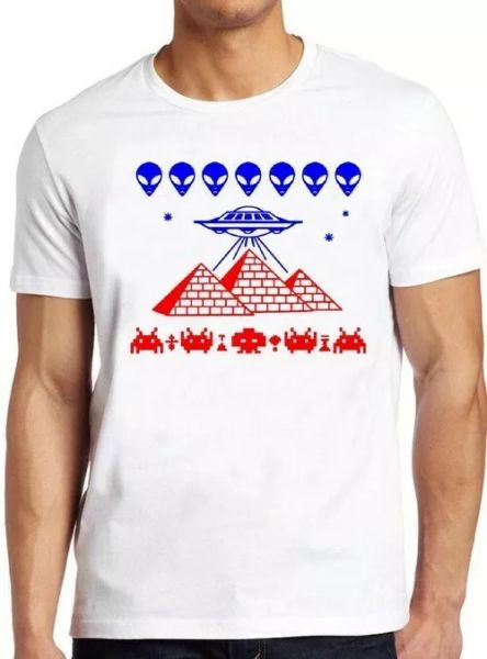 

ufo alien pyramid funny ancient invaders vintage cool space tee t shirt 4053, White;black