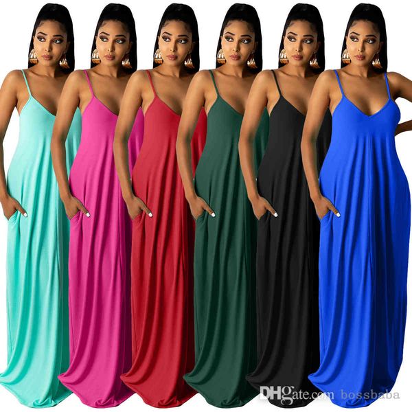 Verão Womens Maxi Comprimento do Chão Dress One Piece Vestidos S-3XL Sem Mangas Gallus Roupas de Alta Qualidade Slim Elegante Luxo Clubwear