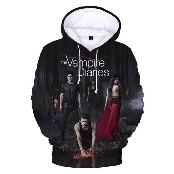 

vampire diari, men's and women's hoodi, harajuku street cloth, 3d tv seri, casual fashion sweaters, new in 2021, Black