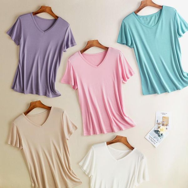 

short 50% silk knit sleeve women t shirt v neck tee  l xl 2xl ss100, White