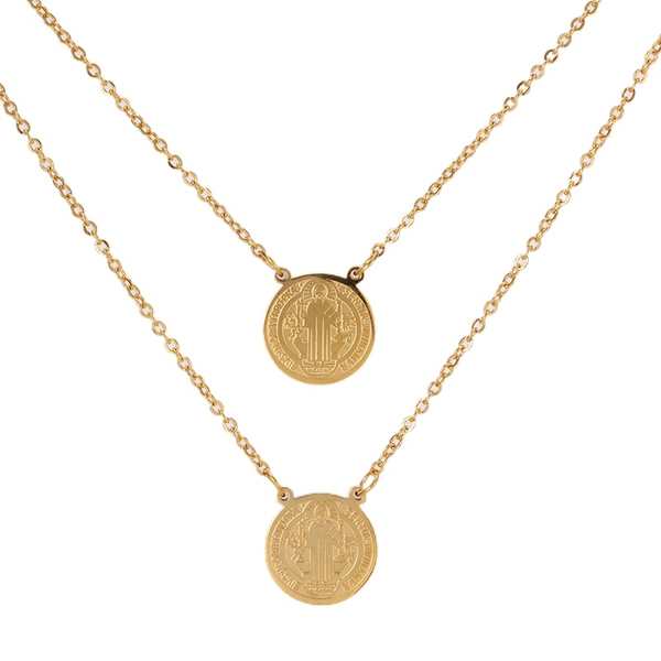 

chains necklace double-sided round cross pattern stainless steel men and women necklaces holiday limited gifts, Silver