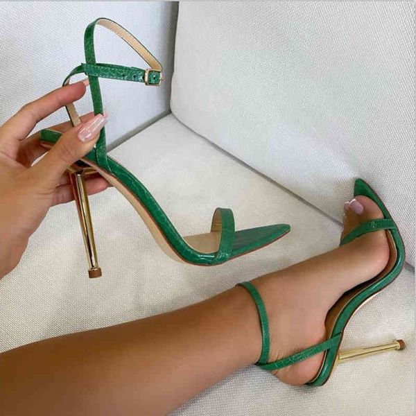 

dress shoes new arrivals pointed open toe ankle strap thin high heels summer sandals buckle party green pumps hklx, Black
