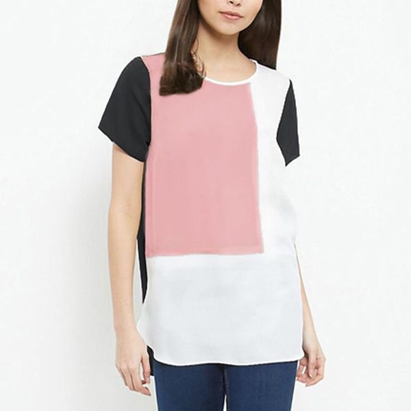 

women's t-shirt fashion arrival plus size women 2021 summer vintage casual patchwork femme xxxxl 5xl 6xlchiffon loose tee t shirt, White