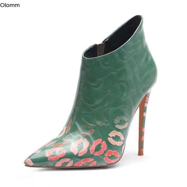 

boots olomm women winter ankle stiletto high heel nice pointed toe gorgeous orange purple green shoes us size 3-13, Black
