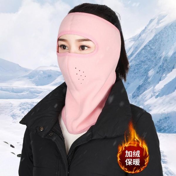 

cycling caps & masks motorcycle ski mask men women polar fleece face covers for running winter warm windpoof full head, Black
