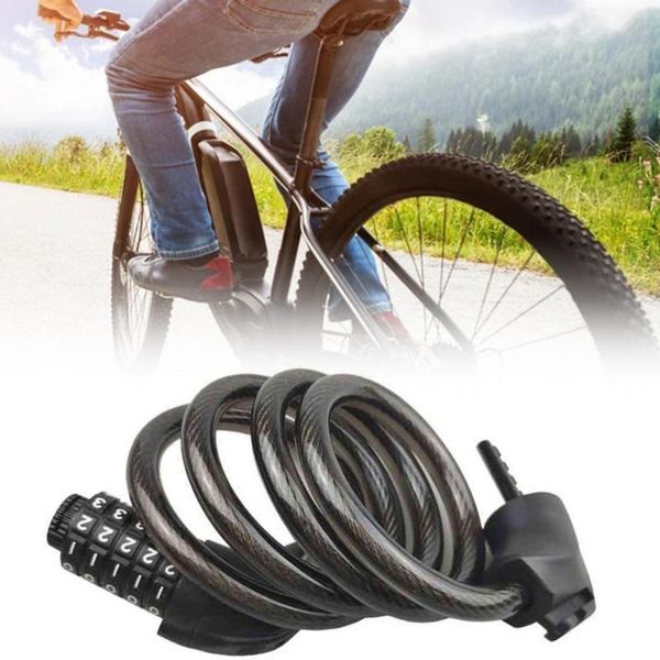 

bike locks bicycle anti-theft 5 digit password chain lock with light for
