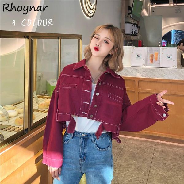 

women's jackets basic women denim harajuku pure spring ladies ins simple design cropped leisure outerwear streetwear all-match clothes, Black;brown