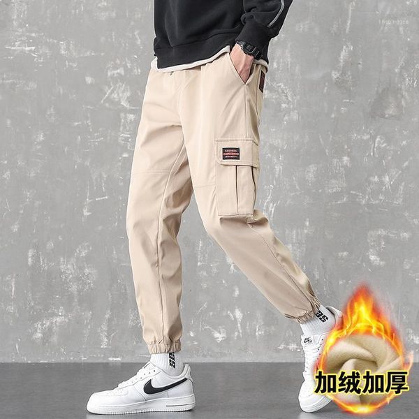 

men's pants winter style cashmere casual overalls plus plush warm capris1 uq6v, Black