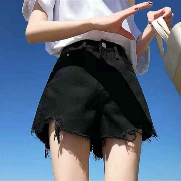 

black high waist skinny elastic women shorts korean style hip solid comfortable trendy button fly zipper daily, White;black