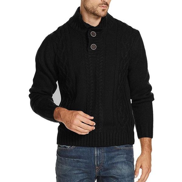 

men's sweaters sweater coat stylish long sleeve stand collar button solid color 2021 autumn warm casual knitting streetwear, White;black