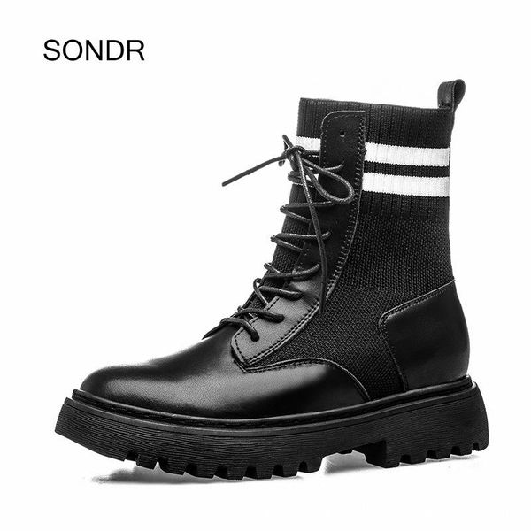 

boots botas mujer shoes women real leather autumn fashion brand lady chunky footware female chaussures femme ankle, Black
