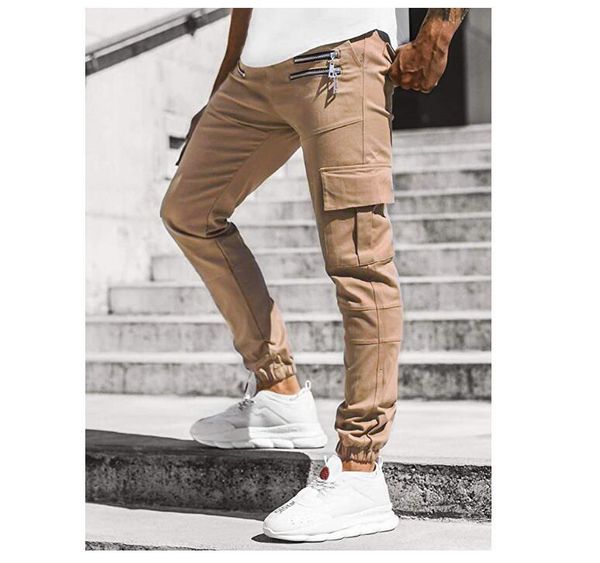 

men's pants pockets zipper skateboard mens solid color loose casual men designer trousers spring autumn high street clothing 1znr, Black