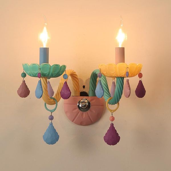 

wall lamps modern lamp macaron children's room sconce cartoon bedside girl colorful crystal light indoor lighting