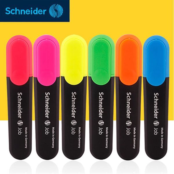 

highlighters schneider job150 waterproof &lightproof highlighter 4colors/set school office supplies, Black;red