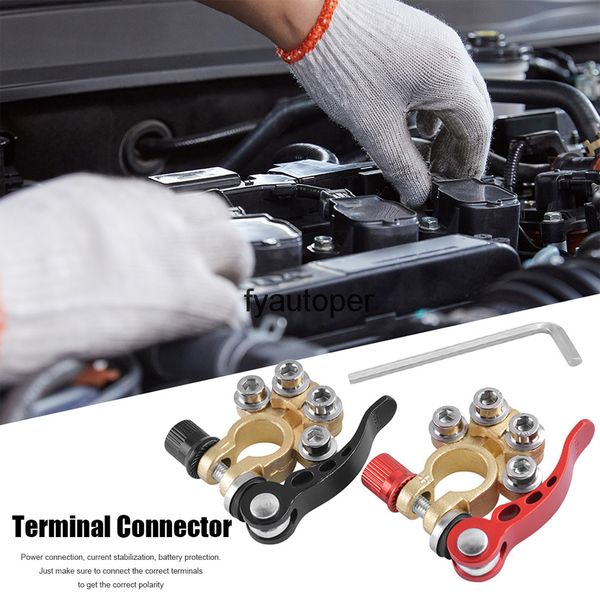 

2pcs toolless 12v 24v car battery main wire cable post clamp terminal quick disconnect shut-off connectors for auto truck