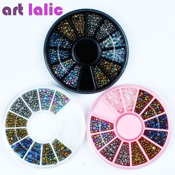 

artlalic 1 wheel nail art 3d irregular chameleon beads colorful rhinestones mixed size tips manicure decor tools1, Silver;gold