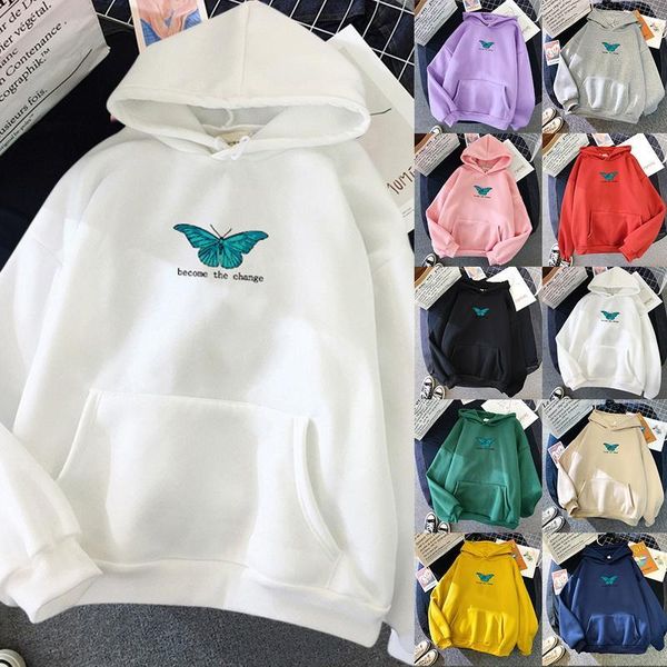 

women's hoodies & sweatshirts winter oversized women harajuku butterfly print hooded aesthetic hoodie spring ladies hoody streetwear, Black