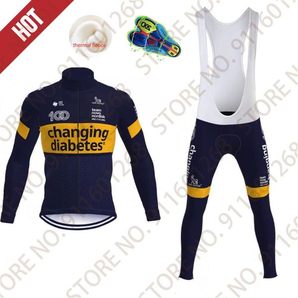 

novo nordisk pro cycling jersey suit long sleeve winter fleece ropa ciclismo mens bike wear short maillot culotte racing sets, Black;blue