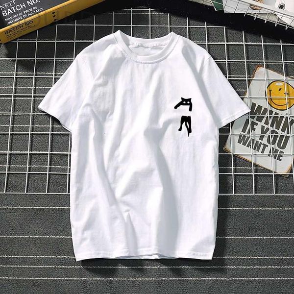

hanging cat graphic printed women t shirt short sleeve o neck causal summer for fashion clothes tumblr, White