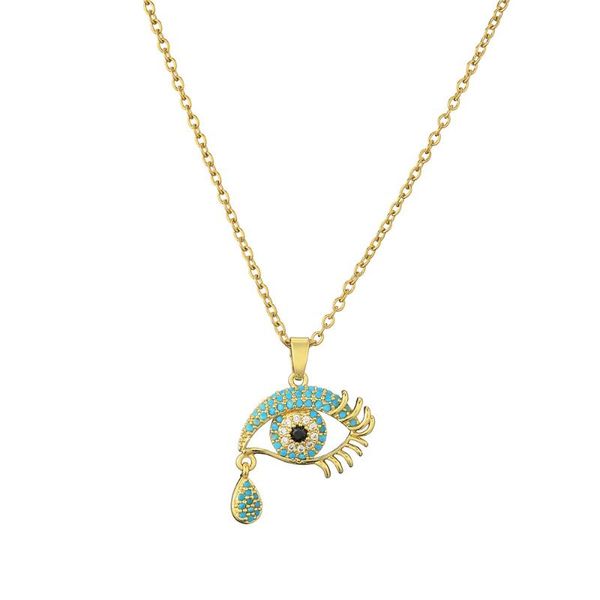 

pendant necklaces 2021 fashion ladies chic gold chain colorful cz filled evil eye for women bohemian wholesale, Silver
