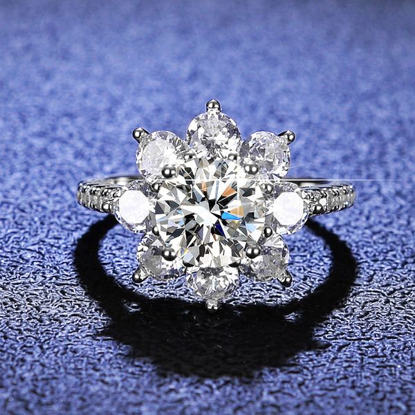 Moissanit Luxus Sonnenblume 2,0 Karat Diamant Lotus Damen Fancy Eheringe Sterling Silber Schmuck inklusive Box