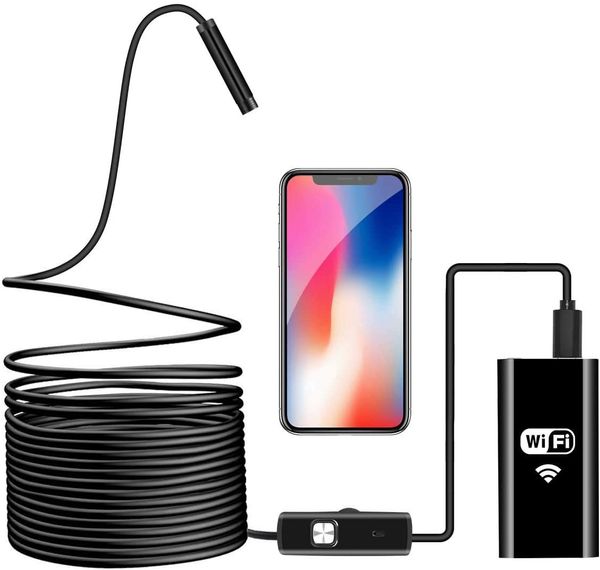 

wholesale 8mm 2m/5m/10m wireless endoscope, wifi borescope inspection camera 2.0 megapixels hd waterproof snake cameras pipe drain with 8 ad
