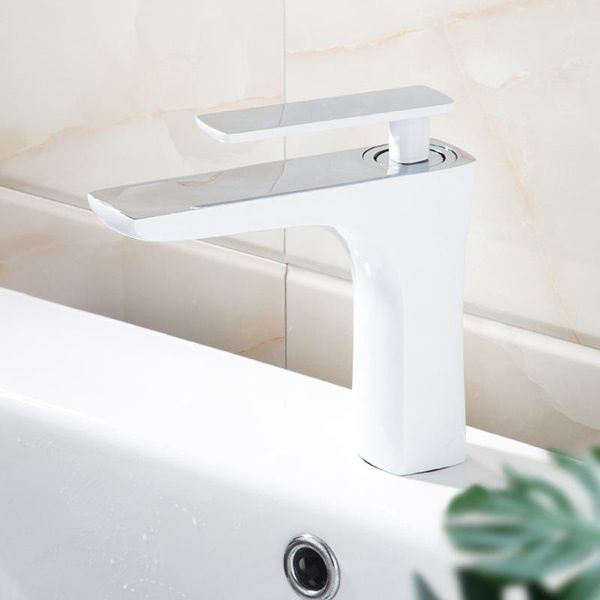 

basin faucet white paint and cold wash single hole table mixing valve factory wholesale bathroom sink faucets