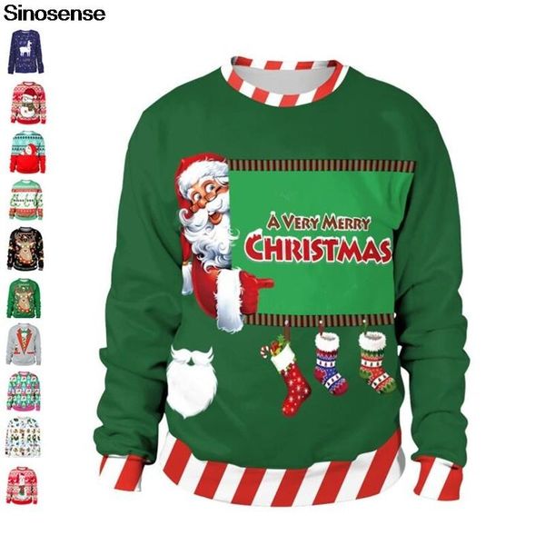 

men's sweaters 3d novelty santa claus ugly christmas sweater men women funny holiday party xmas sweatshirt pullover jumpers, White;black