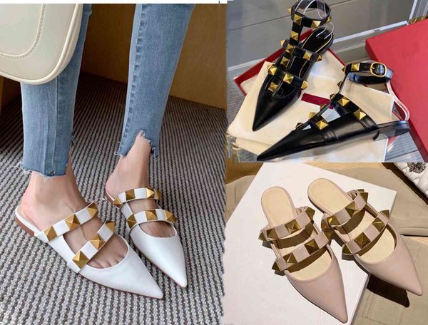 

dress shoes female leather slipper baotou, shoes half female spring 4bzm, Black